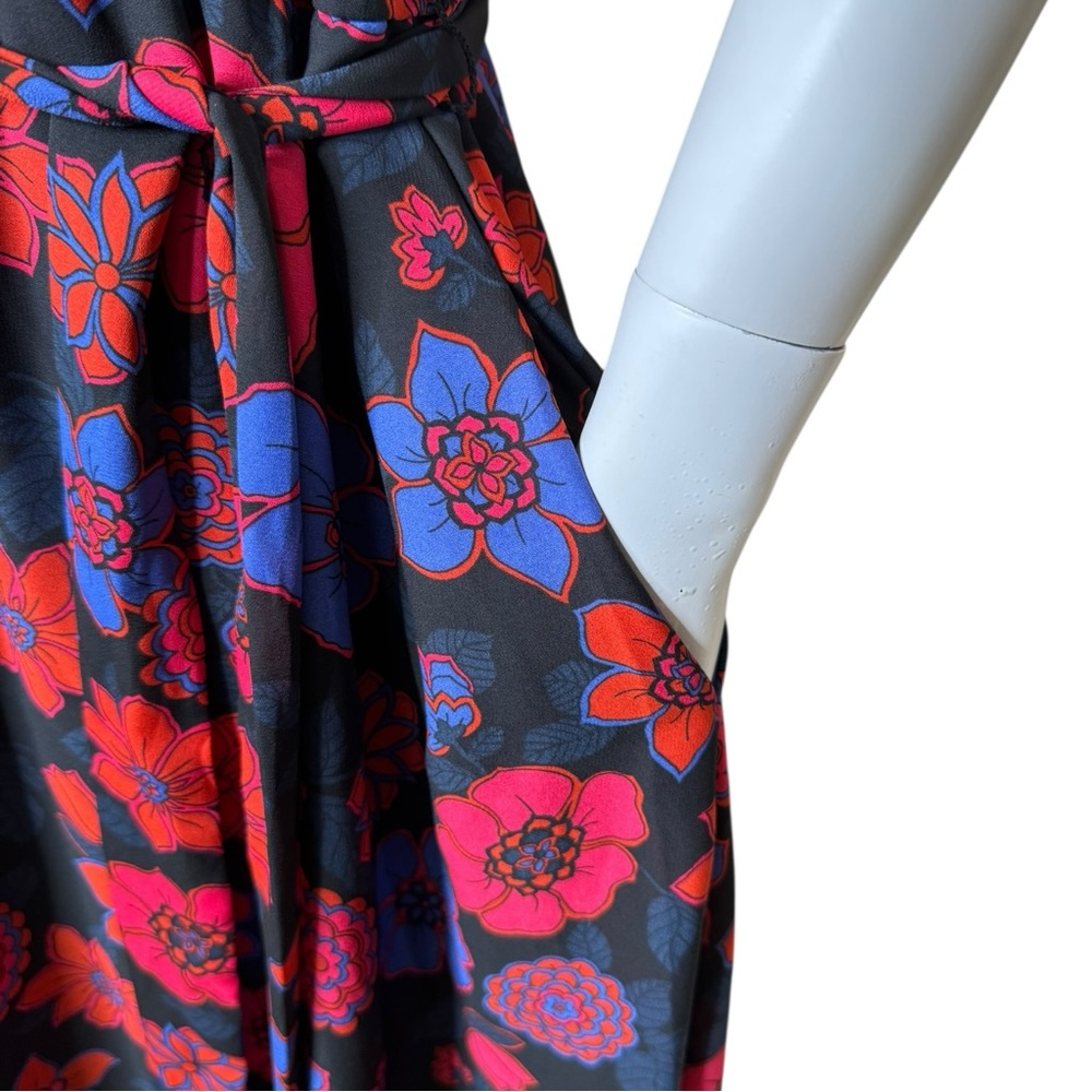 ModCloth Fits of Bliss Floral Chiffon Dress XL V-neck Flutter Sleeve Midi - Picture 8 of 11